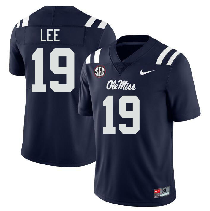 Men #19 Cayden Lee Ole Miss Rebels College Football Jerseys Stitched-Navy